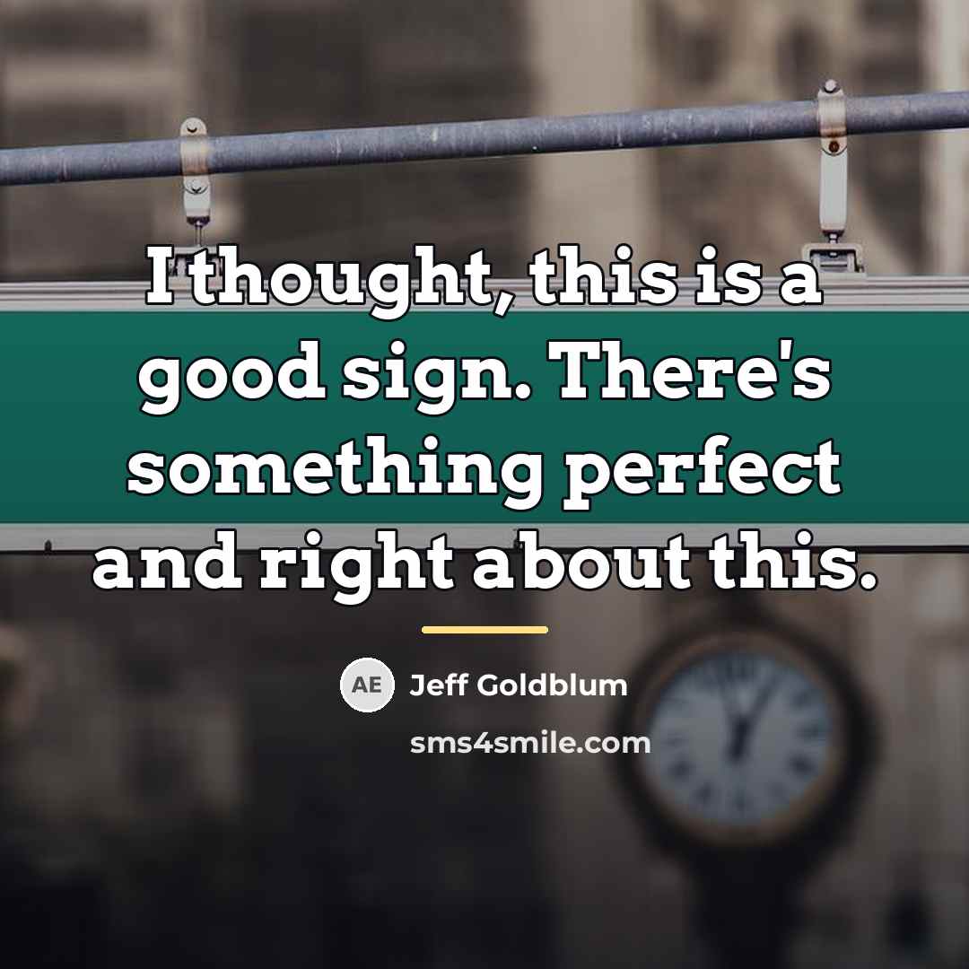“I thought, this is a good sign. There's something perfect…” quote by Jeff Goldblum
