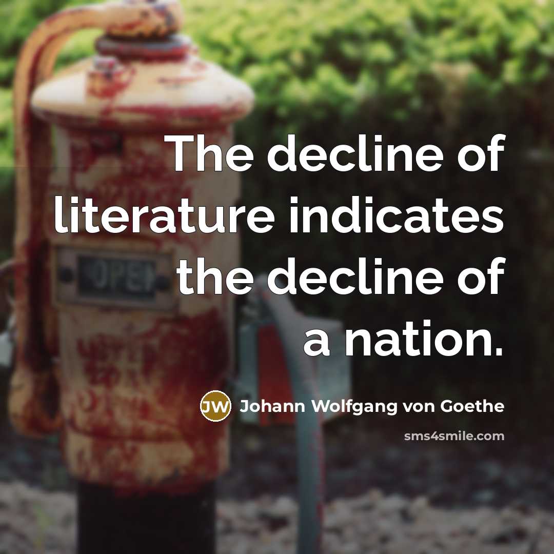 “The decline of literature indicates the decline of a nation.…” quote by Johann Wolfgang von Goethe