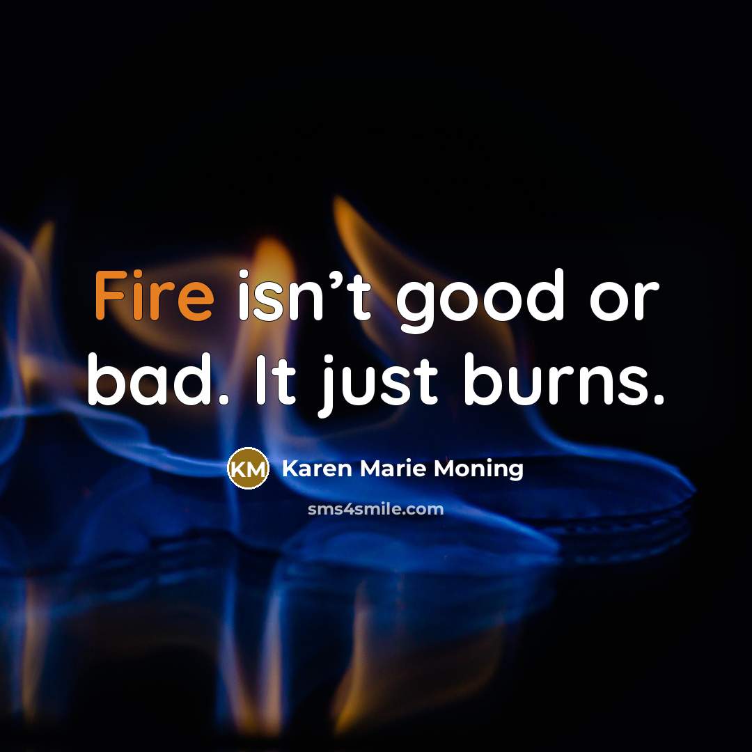“Fire isn’t good or bad. It just burns.…” quote by Karen Marie Moning