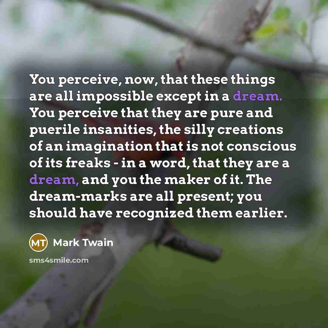 “You perceive, now, that these things are all impossible except…” quote by Mark Twain