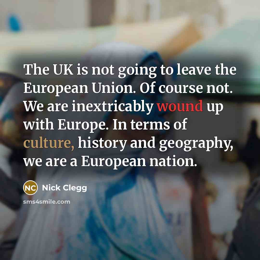 “The UK is not going to leave the European Union.…” quote by Nick Clegg