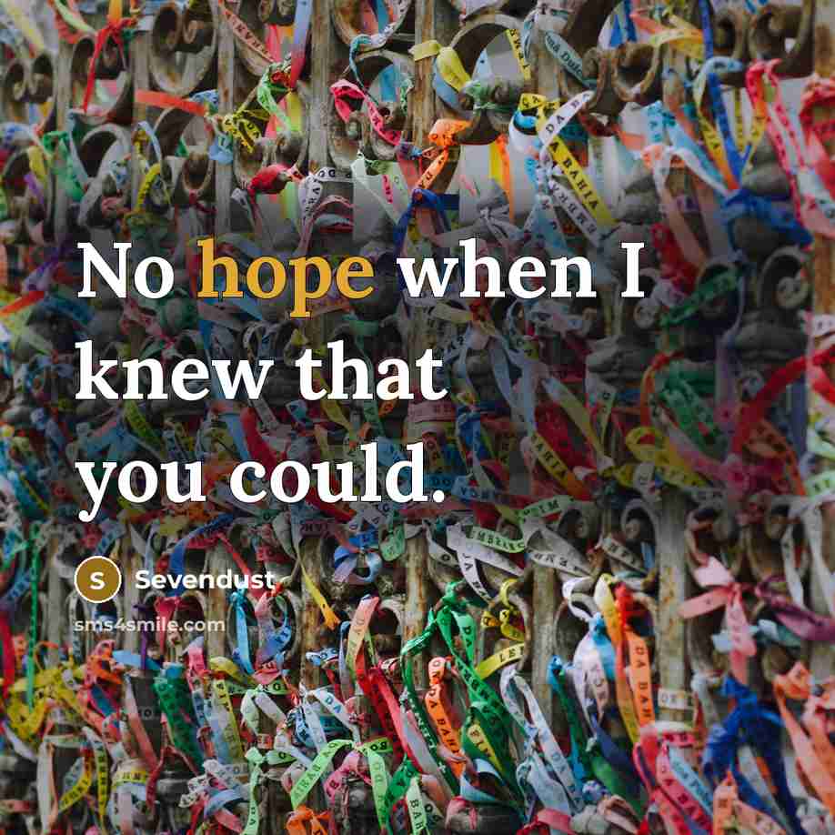 “No hope when I knew that you could.…” quote by Sevendust