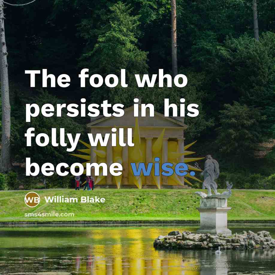 “The fool who persists in his folly will become wise.…” quote by William Blake