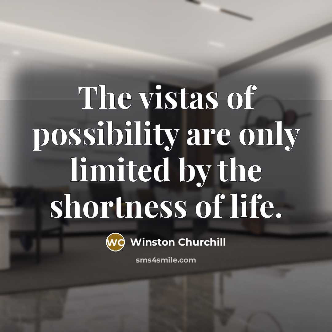 “The vistas of possibility are only limited by the shortness…” quote by Winston Churchill