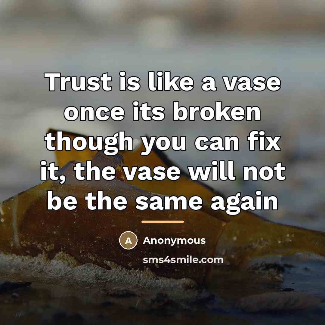 “Trust is like a vase once its broken though you…” quote by Anonymous