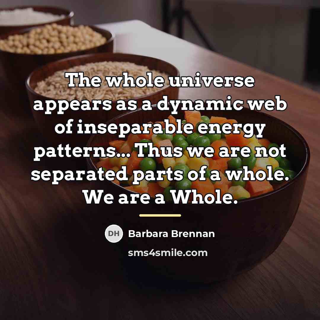 “The whole universe appears as a dynamic web of inseparable…” quote by Barbara Brennan