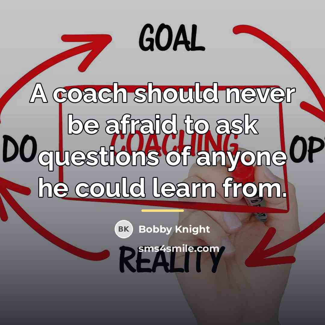“A coach should never be afraid to ask questions of…” quote by Bobby Knight