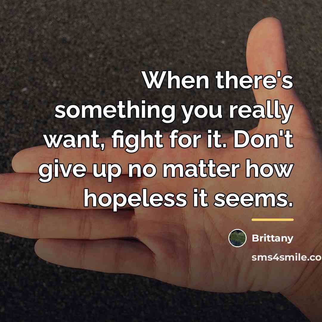 “When there's something you really want, fight for it. Don't…” quote by Brittany
