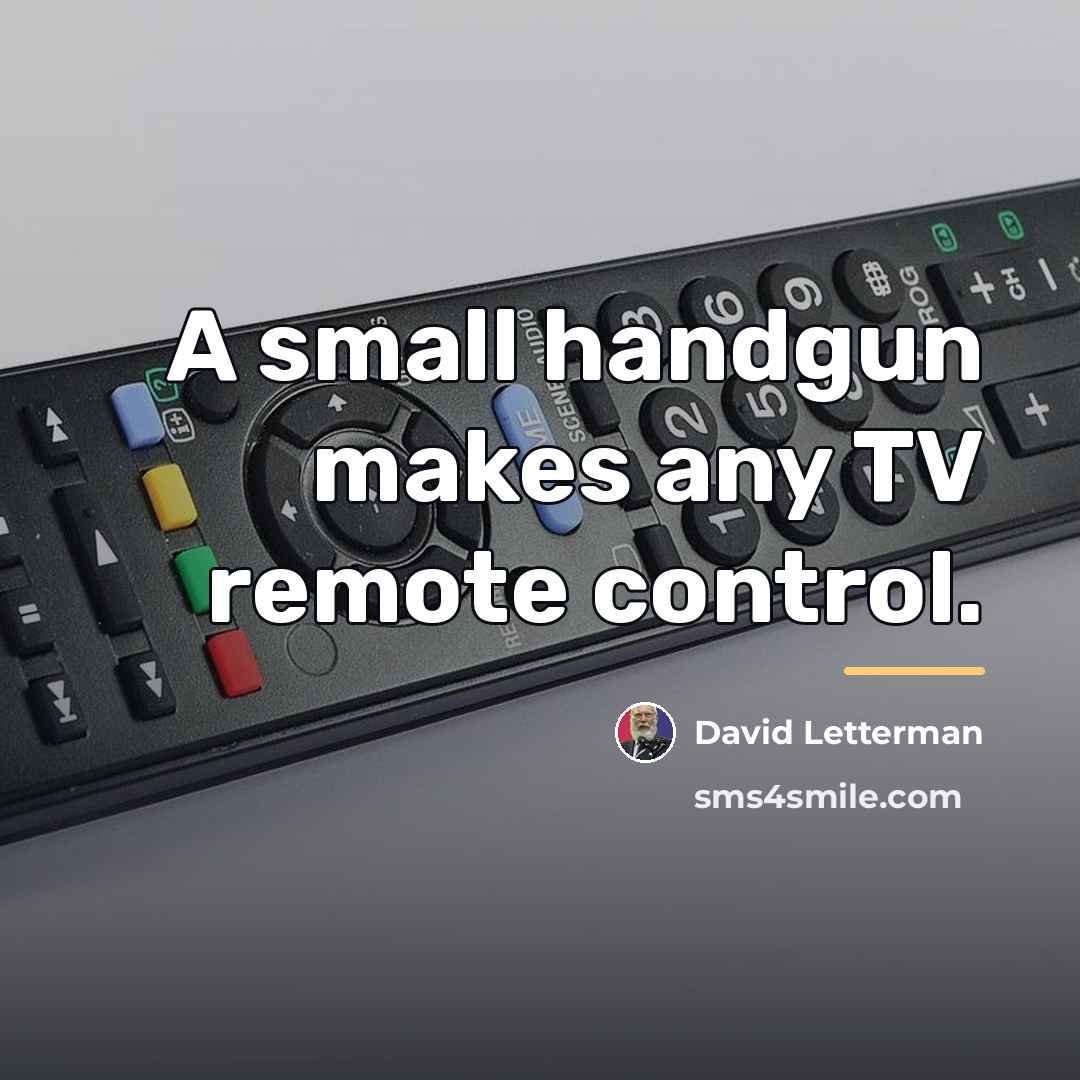 “A small handgun makes any TV remote control.…” quote by David Letterman