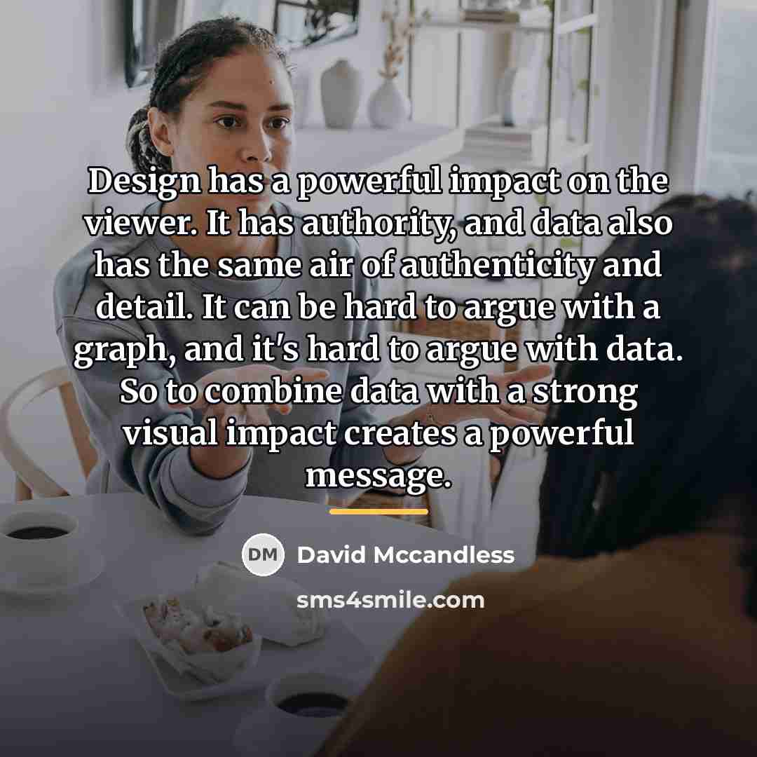 “Design has a powerful impact on the viewer. It has…” quote by David Mccandless