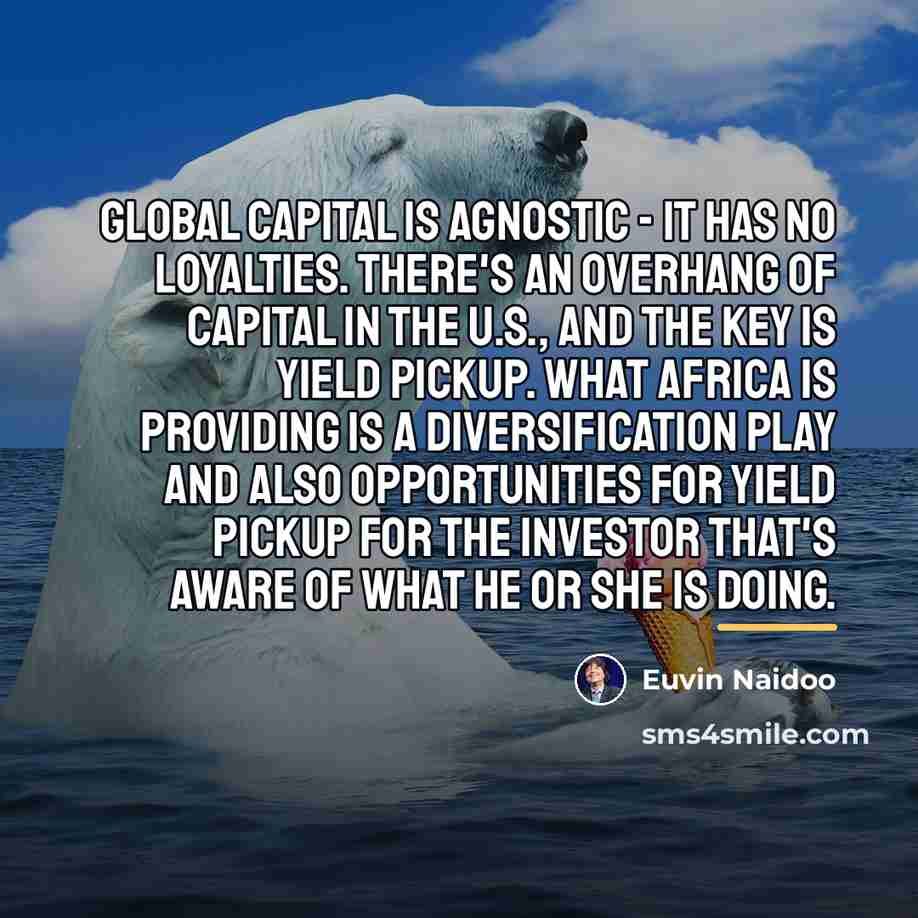 “Global capital is agnostic - it has no loyalties. There's…” quote by Euvin Naidoo