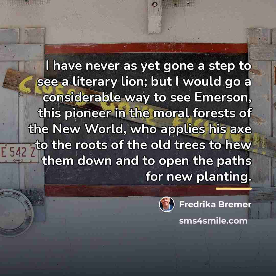 “I have never as yet gone a step to see…” quote by Fredrika Bremer