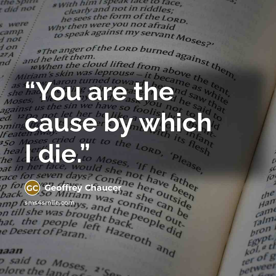 “You are the cause by which I die.” quote by Geoffrey Chaucer