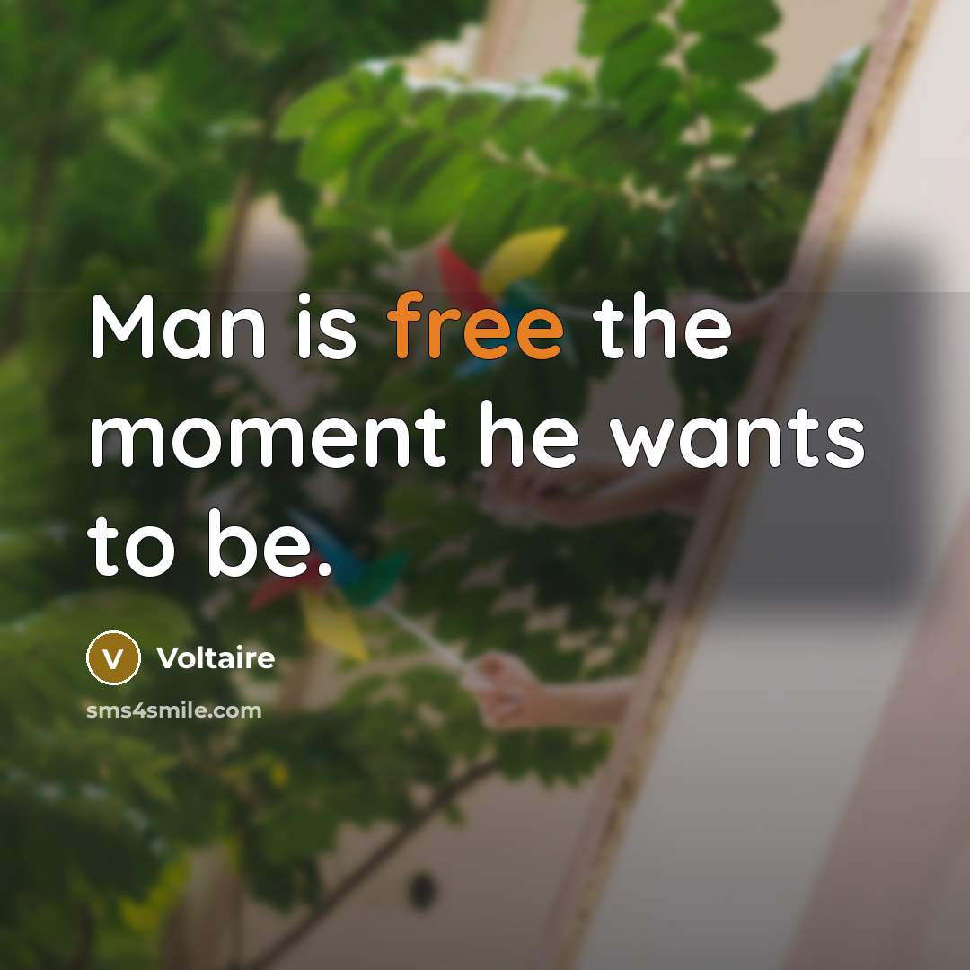 “Man is free the moment he wants to be.” quote by Voltaire