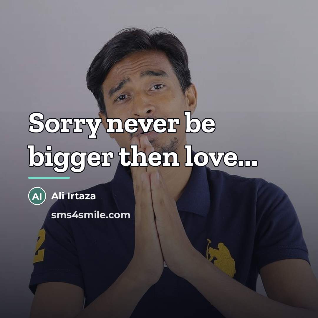 “Sorry never be bigger then love...…” quote by Ali Irtaza