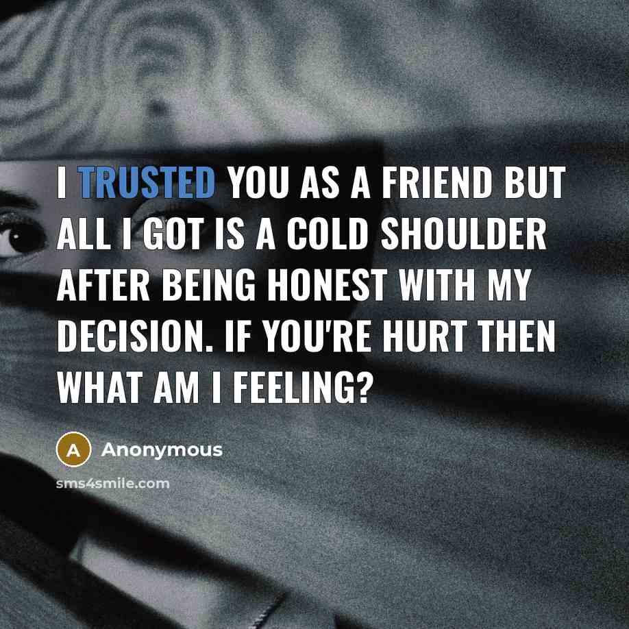 “I trusted you as a friend but all I got…” quote by Anonymous