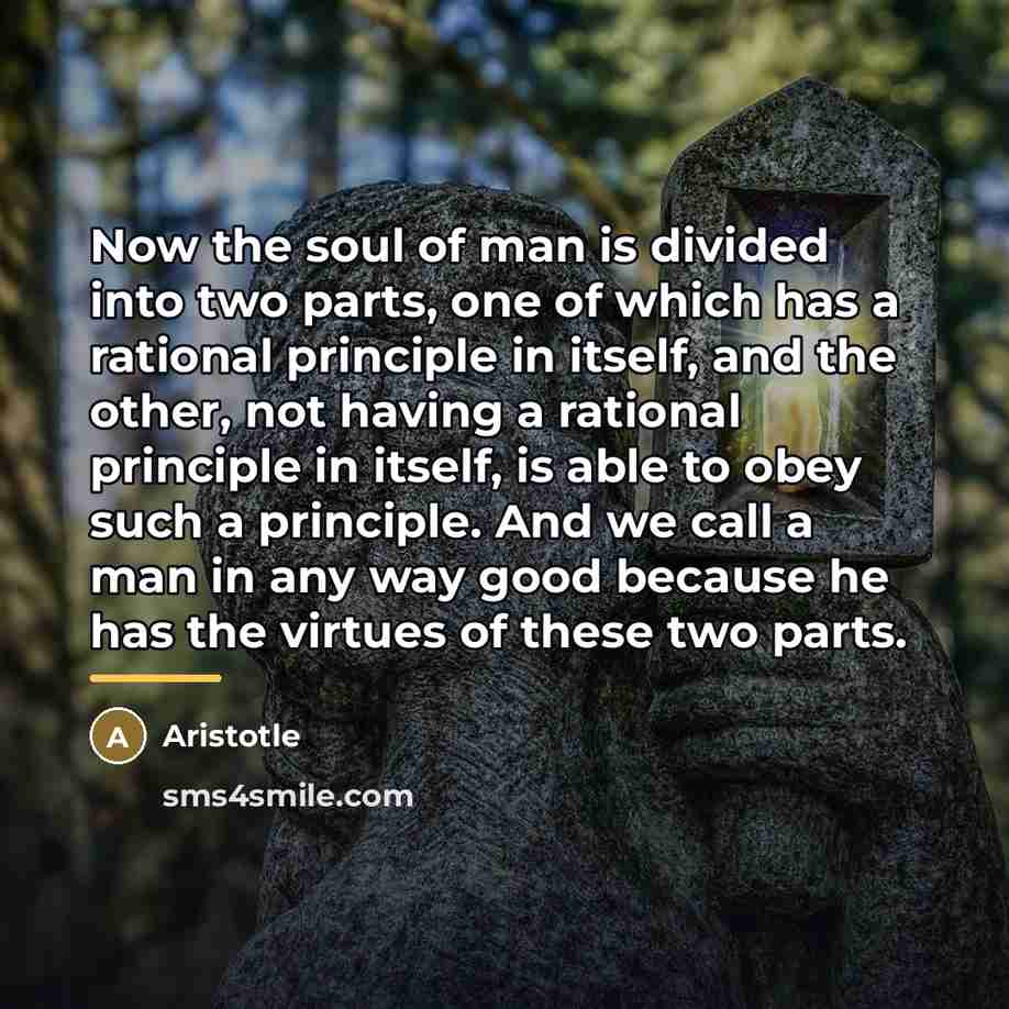 “Now the soul of man is divided into two parts,…” quote by Aristotle