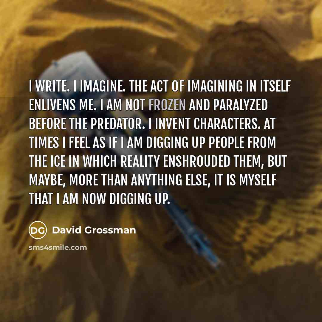 “I write. I imagine. The act of imagining in itself…” quote by David Grossman