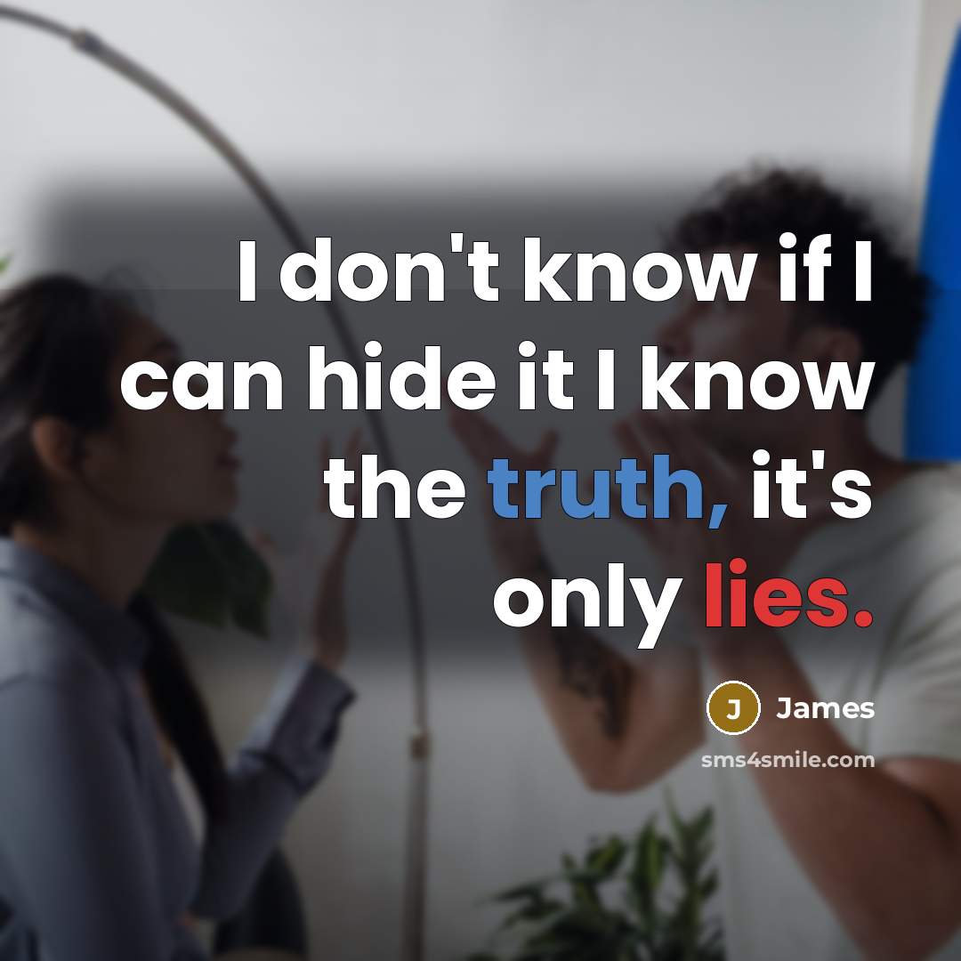 “I don't know if I can hide it I know the truth, it's only lies.” quote by James