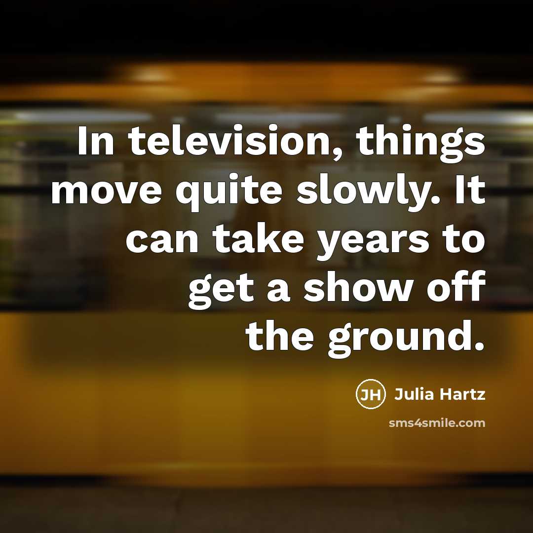 “In television, things move quite slowly. It can take years…” quote by Julia Hartz