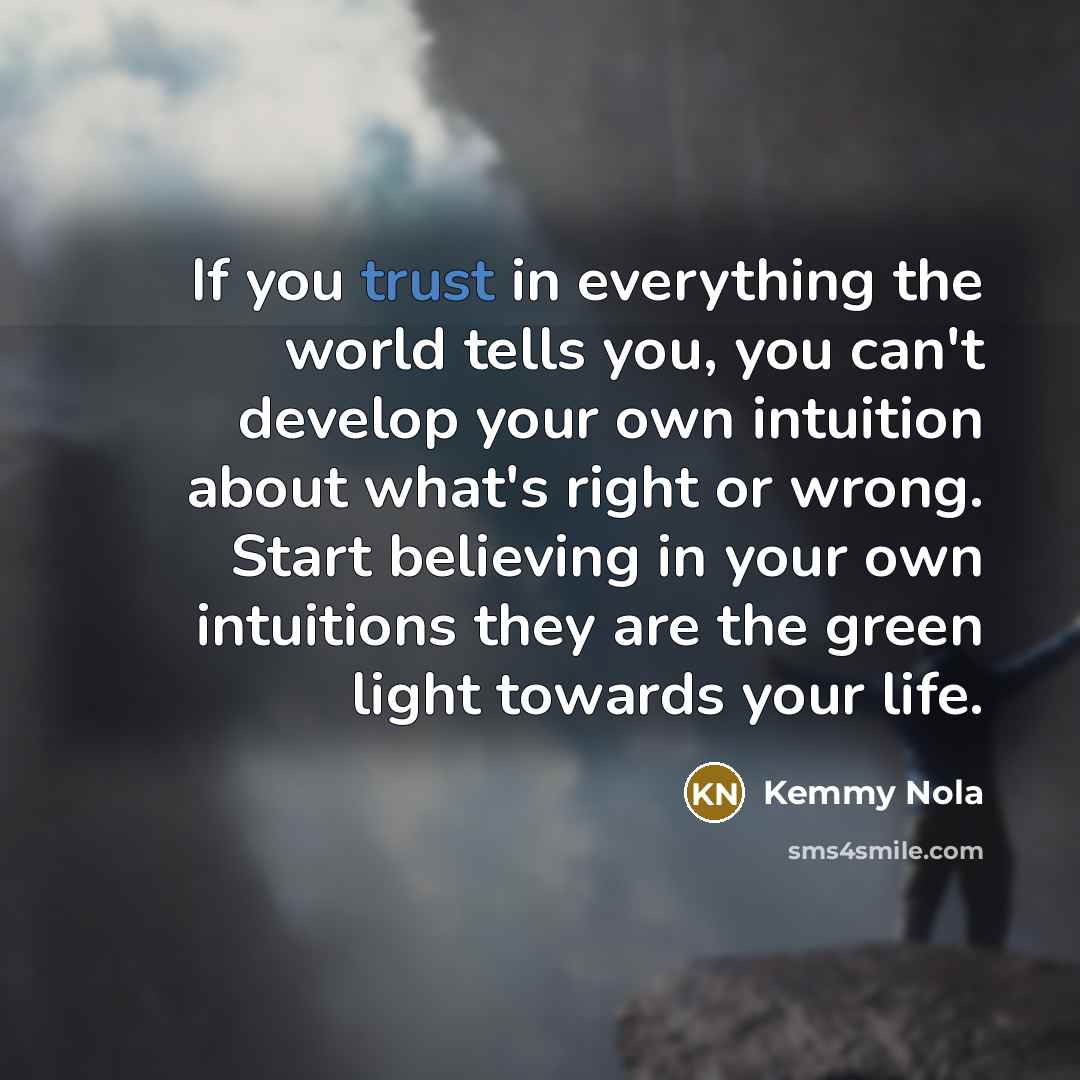 “If you trust in everything the world tells you, you…” quote by Kemmy Nola
