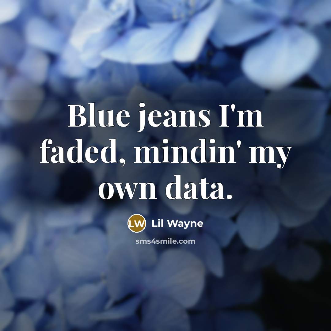 “Blue jeans I'm faded, mindin' my own data.” quote by Lil Wayne