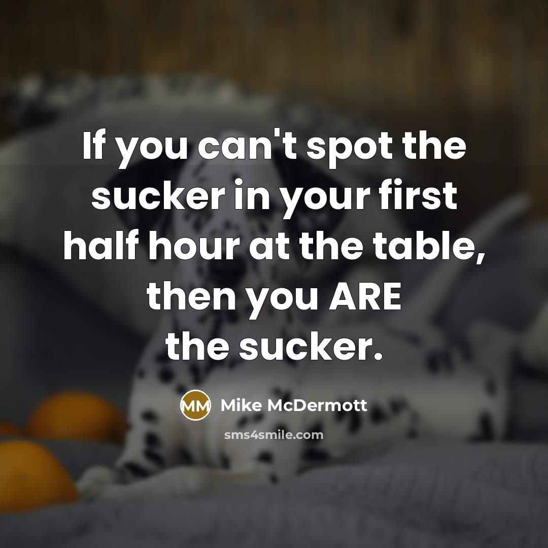 “If you can't spot the sucker in your first half…” quote by Mike McDermott