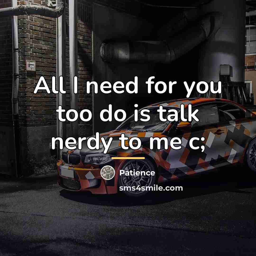 “All I need for you too do is talk nerdy…” quote by Patience