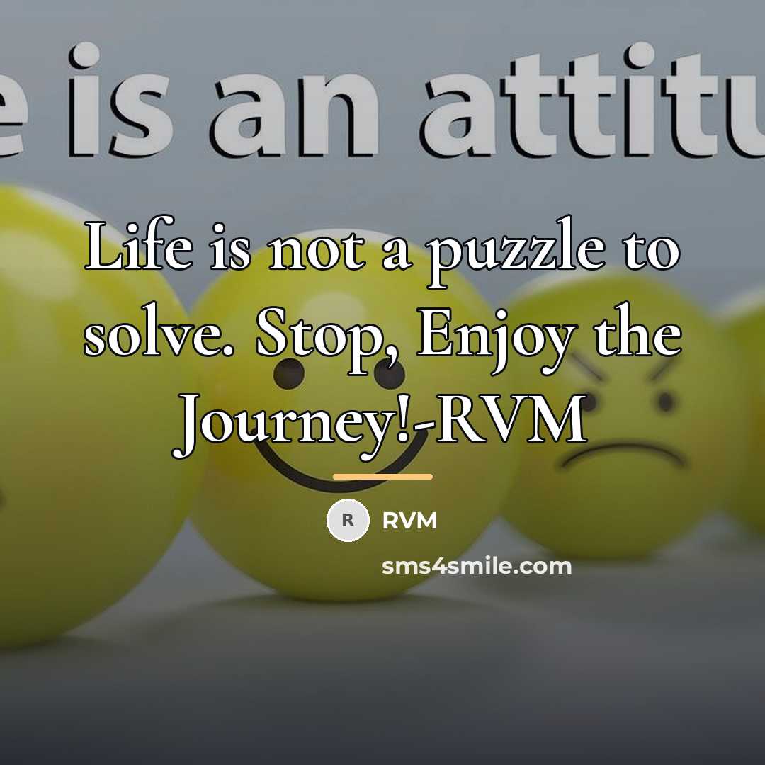 “Life is not a puzzle to solve. Stop, Enjoy the…” quote by RVM
