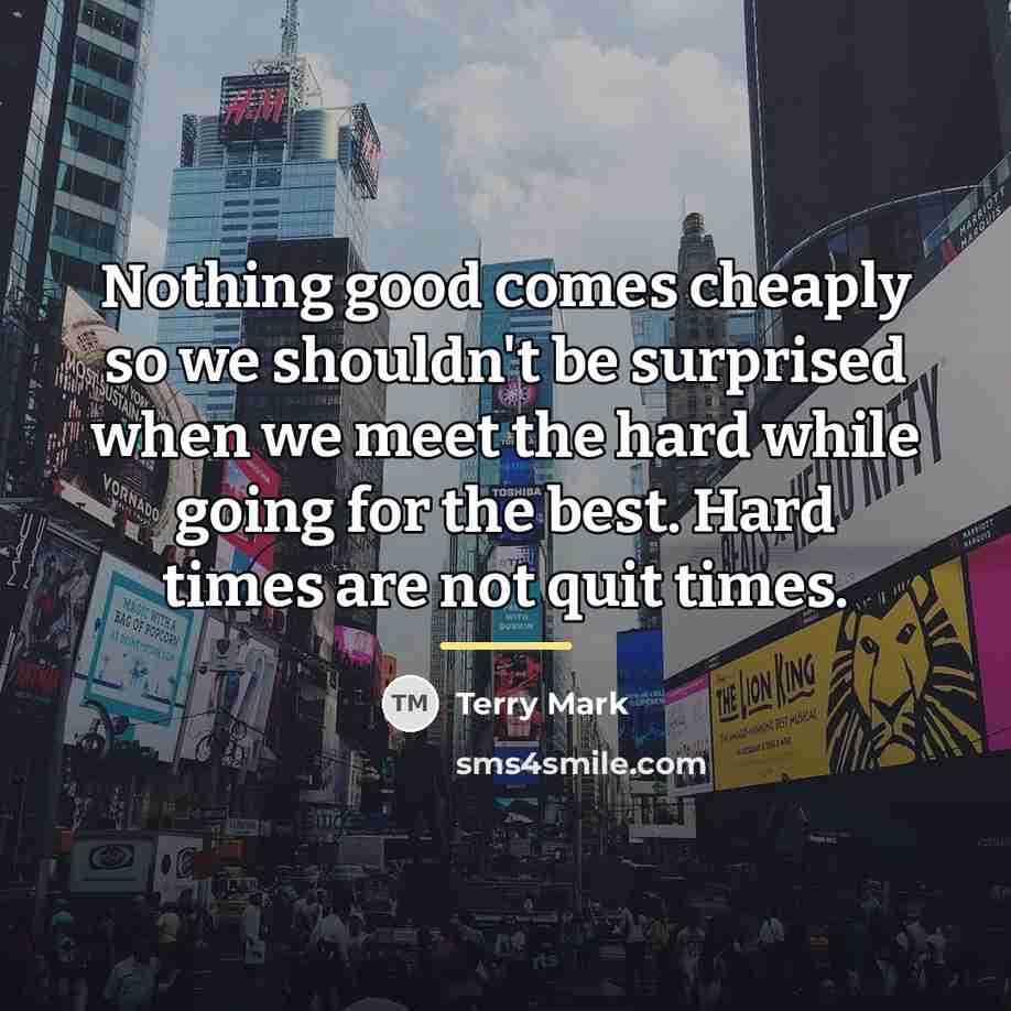“Nothing good comes cheaply so we shouldn't be surprised when…” quote by Terry Mark