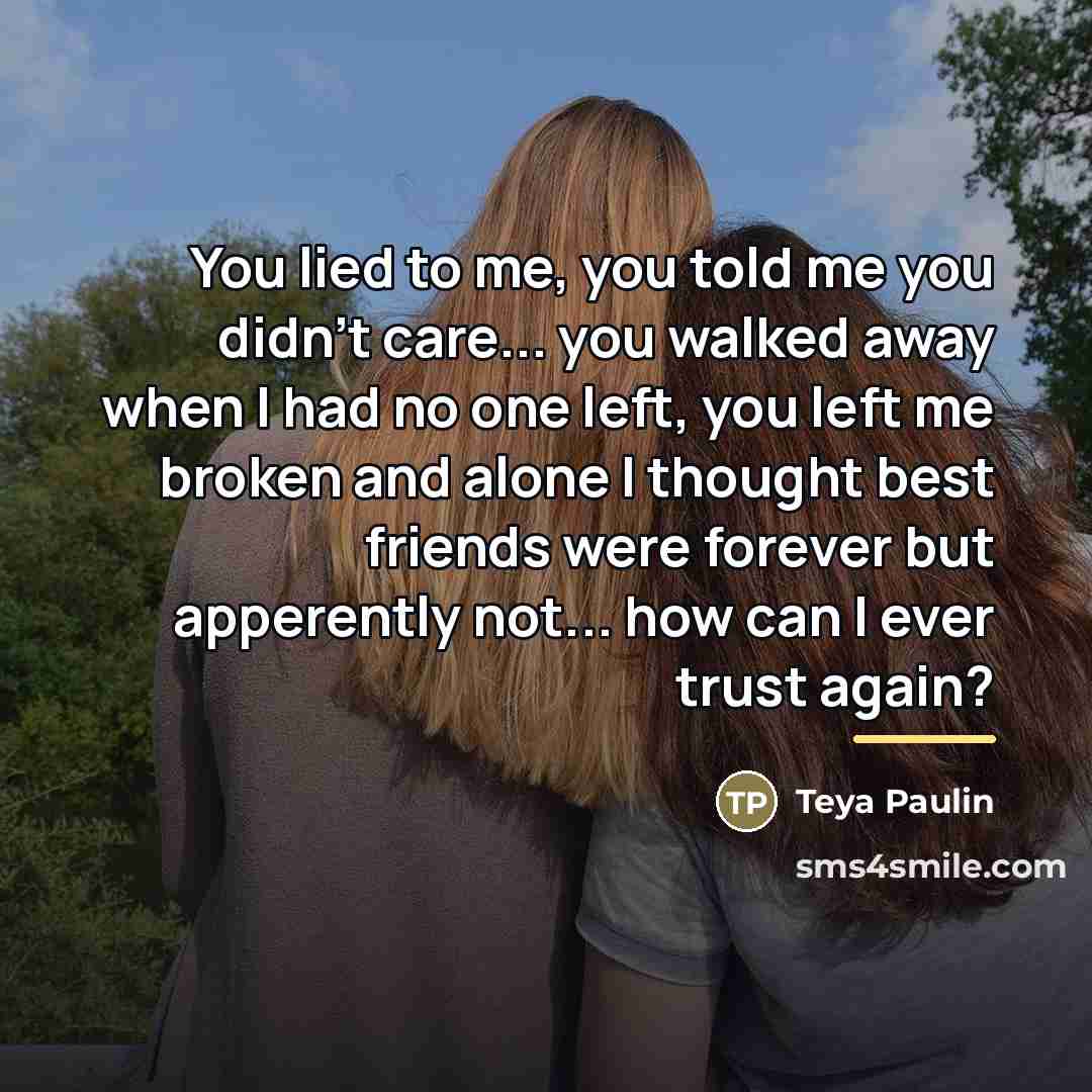 “You lied to me, you told me you didn't care...…” quote by Teya Paulin