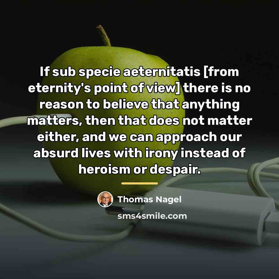 “If sub specie aeternitatis [from eternity's point of view] there…” quote by Thomas Nagel