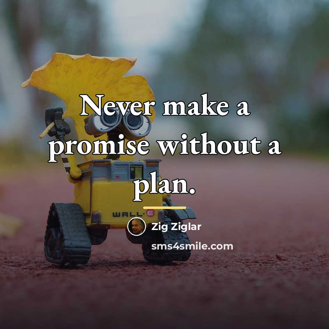 “Never make a promise without a plan.…” quote by Zig Ziglar