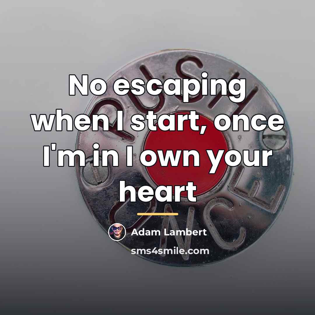 “No escaping when I start, once I'm in I own…” quote by Adam Lambert