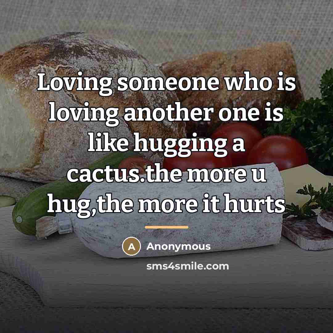 “Loving someone who is loving another one is like hugging…” quote by Anonymous