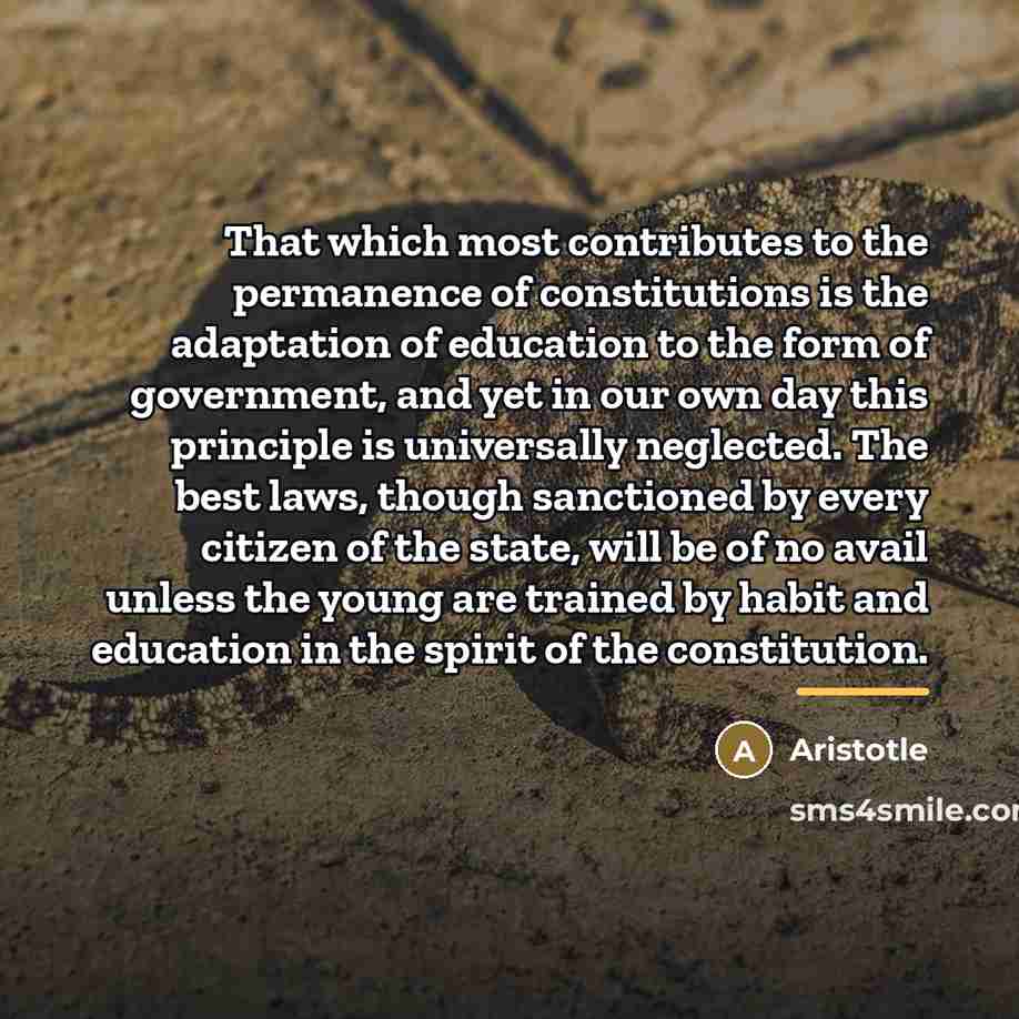 “That which most contributes to the permanence of constitutions is…” quote by Aristotle