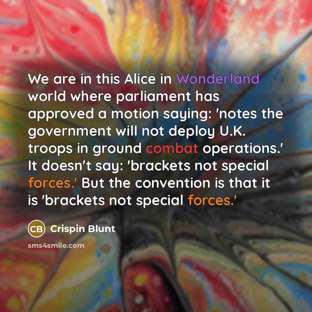 “We are in this Alice in Wonderland world where parliament…” quote by Crispin Blunt