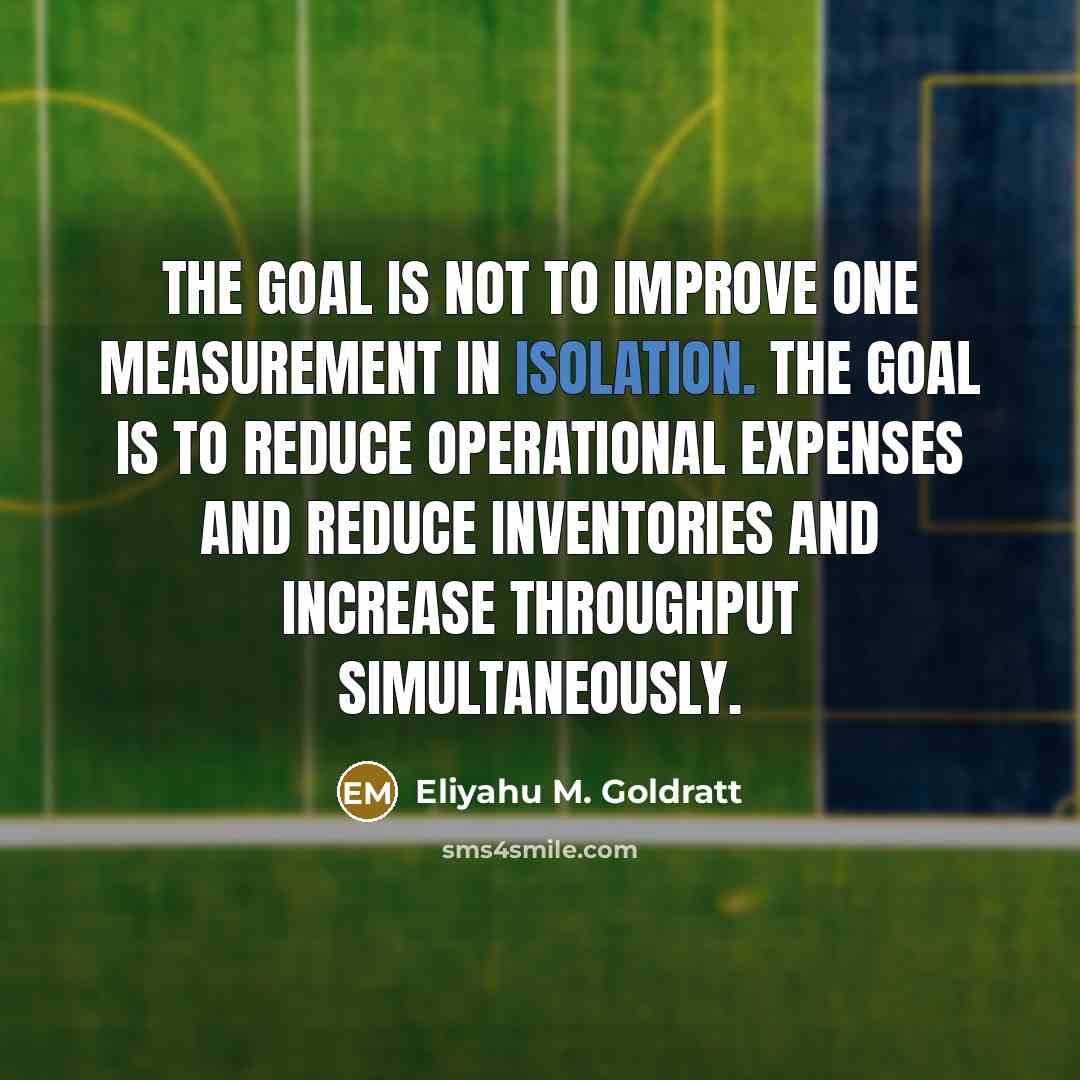 “The goal is not to improve one measurement in isolation.…” quote by Eliyahu M. Goldratt