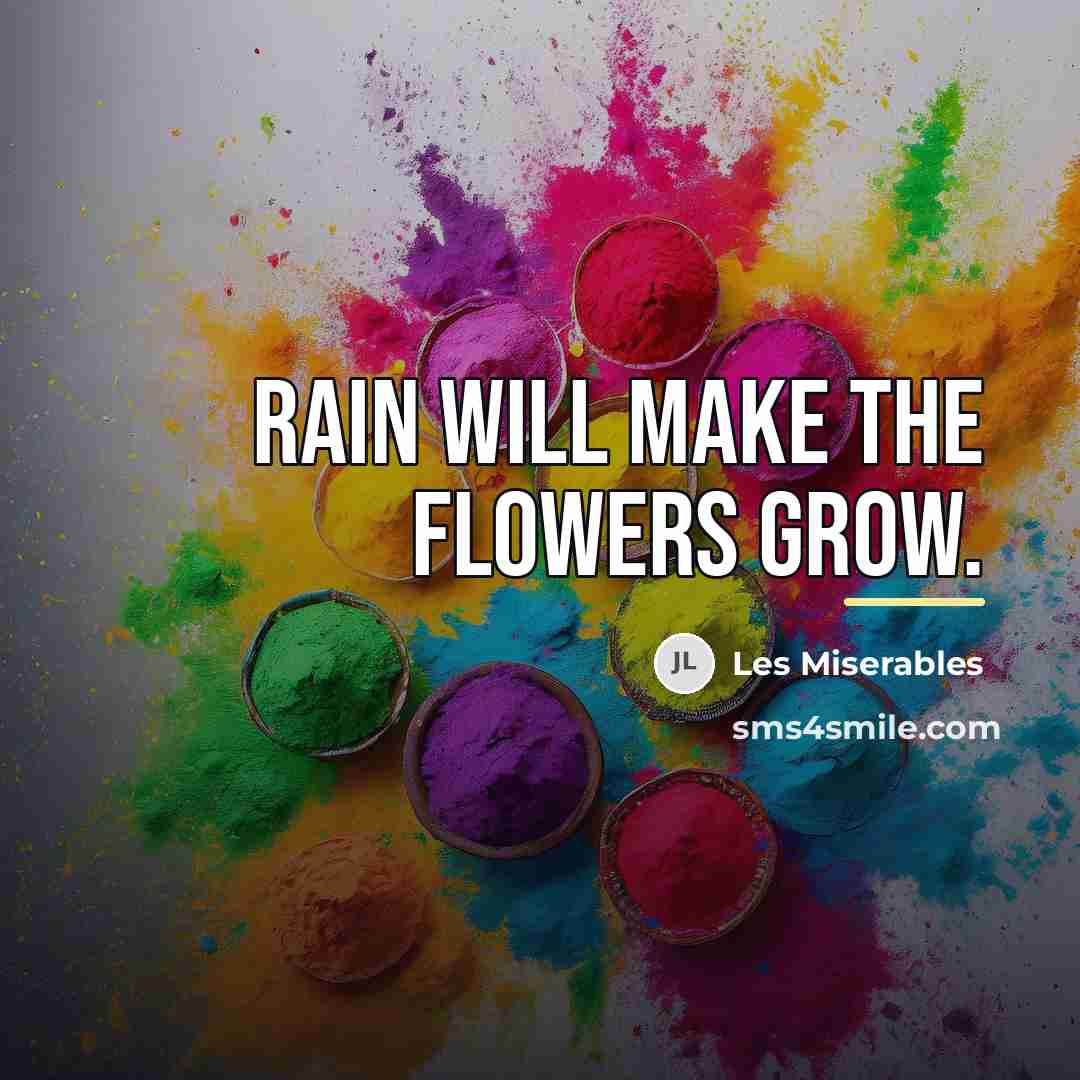 “Rain will make the flowers grow.…” quote by Les Miserables