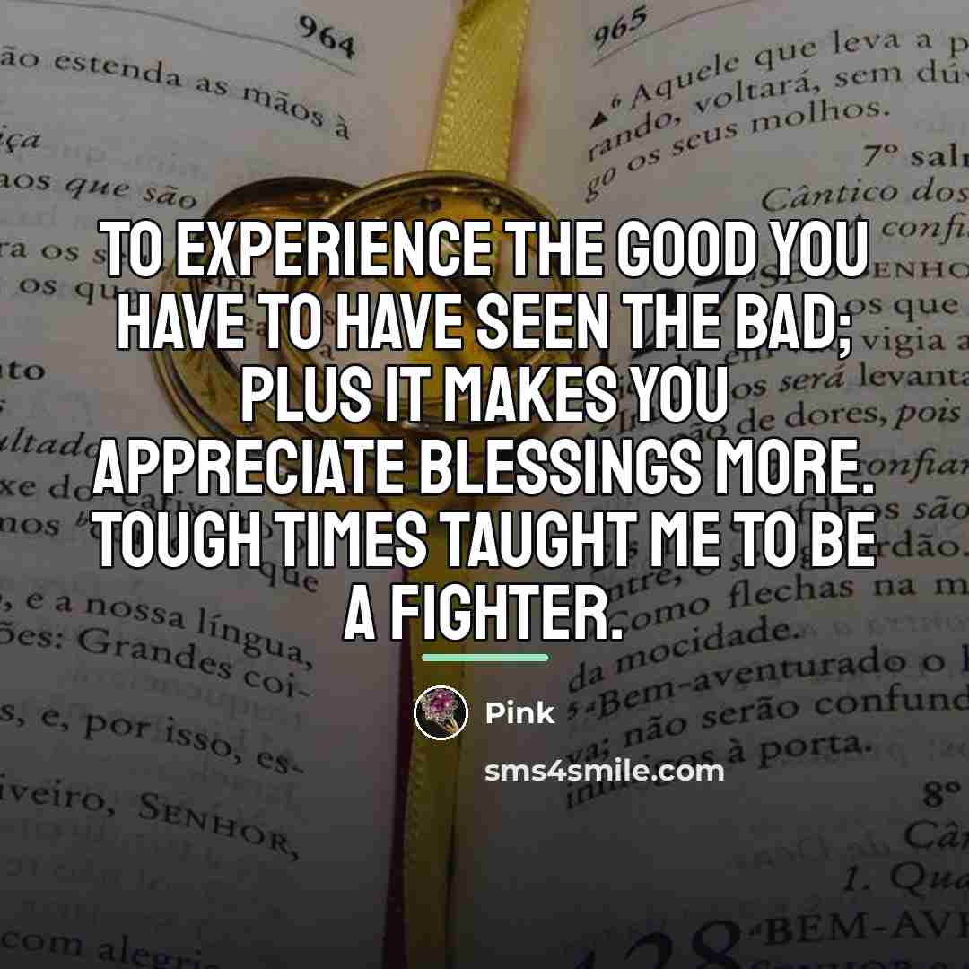 “To experience the good you have to have seen the…” quote by Pink