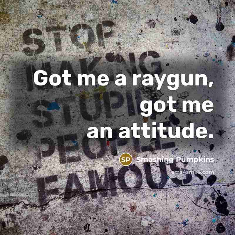 “Got me a raygun, got me an attitude.…” quote by Smashing Pumpkins