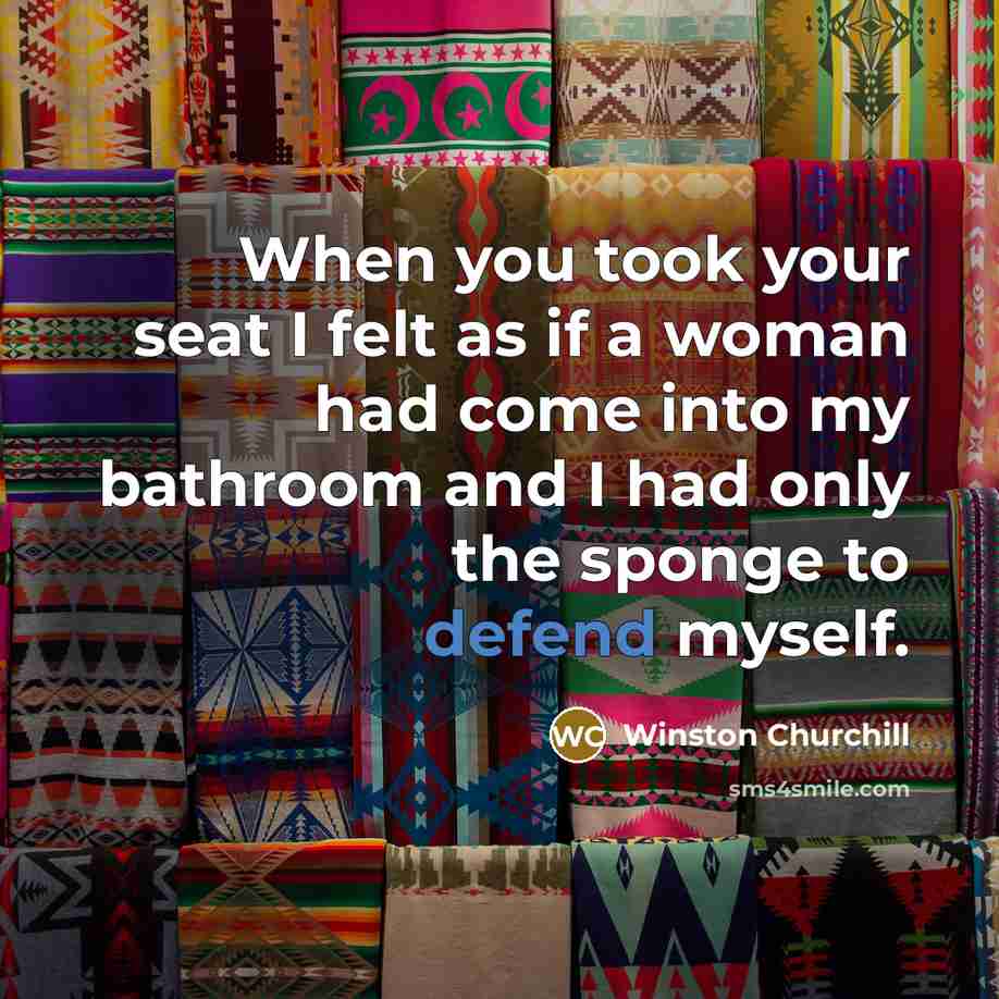 “When you took your seat I felt as if a woman had come into my bathroom and I had only the sponge to defend myself.” quote by Winston Churchill