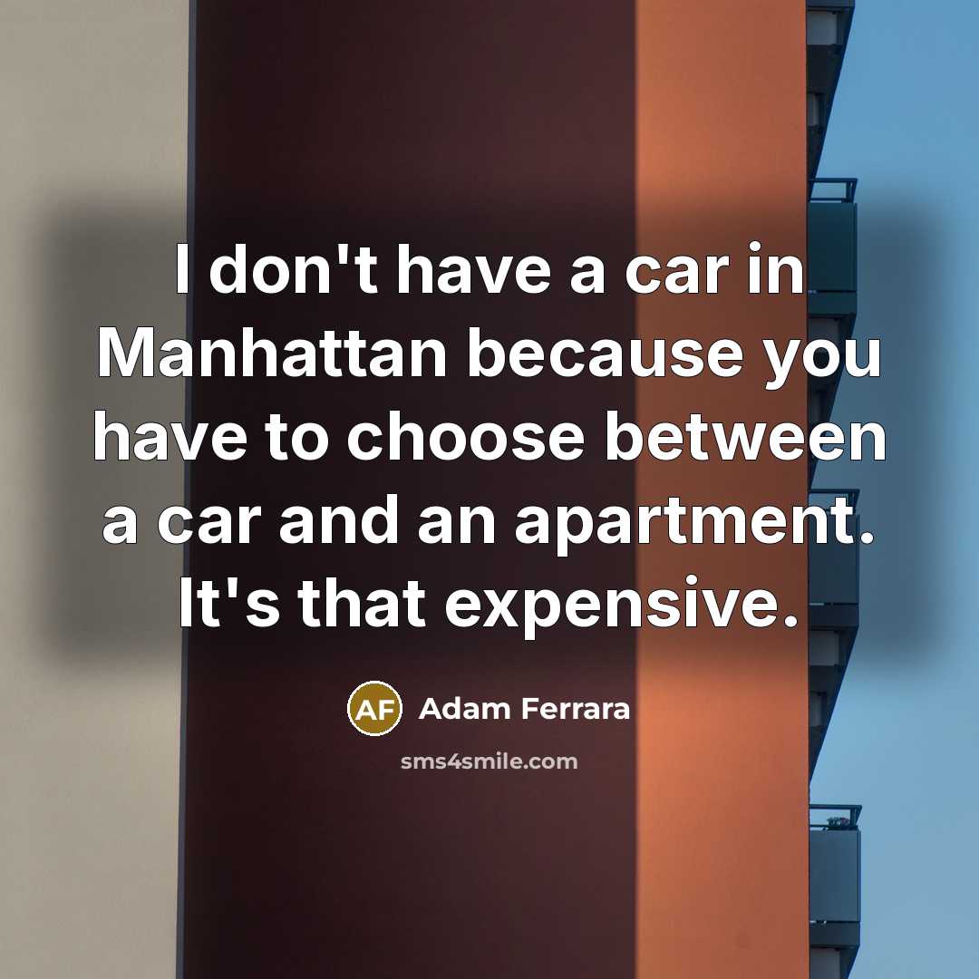“I don't have a car in Manhattan because you have…” quote by Adam Ferrara