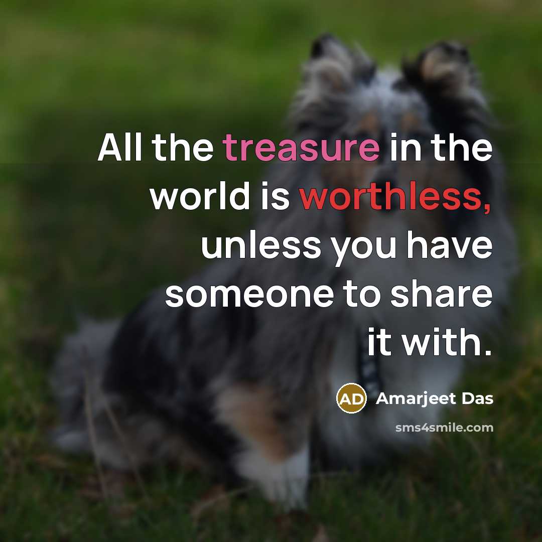 “All the treasure in the world is worthless, unless you…” quote by Amarjeet Das