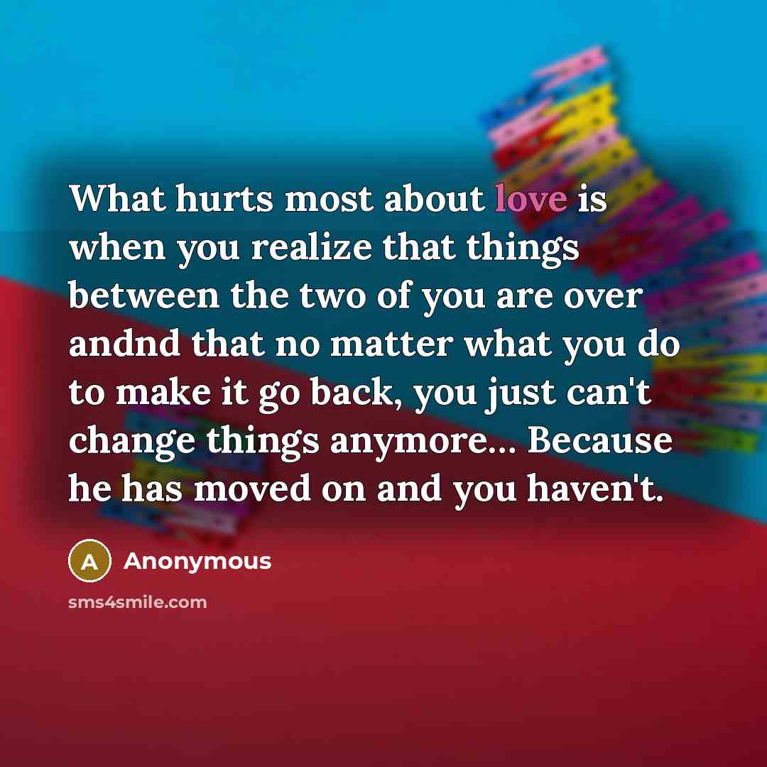 “What hurts most about love is when you realize that…” quote by Anonymous