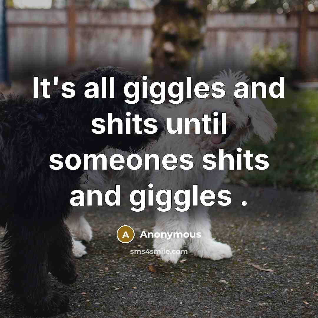“It's all giggles and shits until someones shits and giggles .” quote by Anonymous