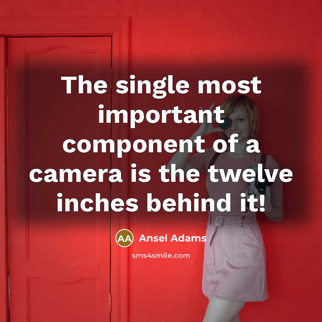 “The single most important component of a camera is the…” quote by Ansel Adams