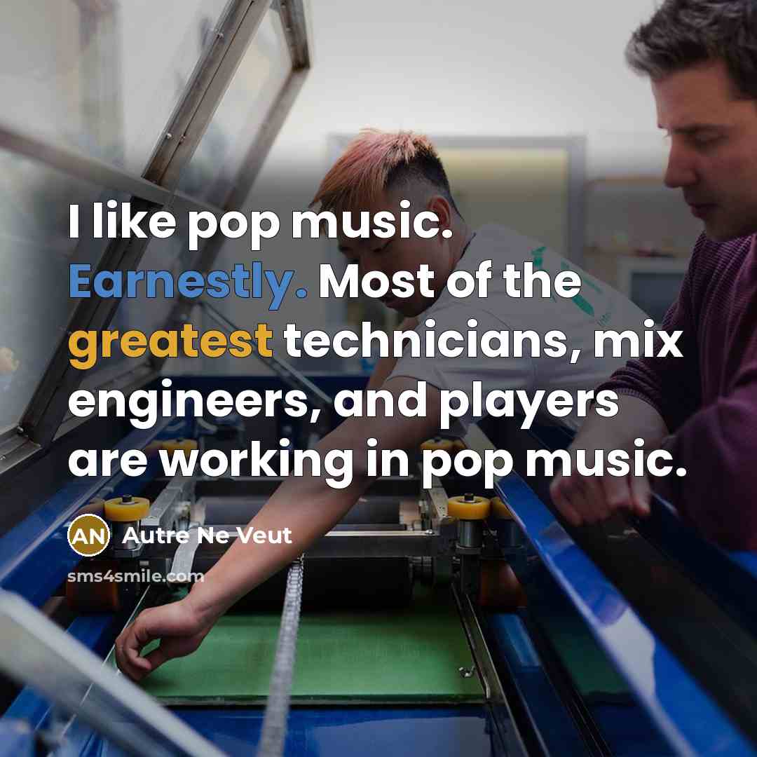 “I like pop music. Earnestly. Most of the greatest technicians,…” quote by Autre Ne Veut