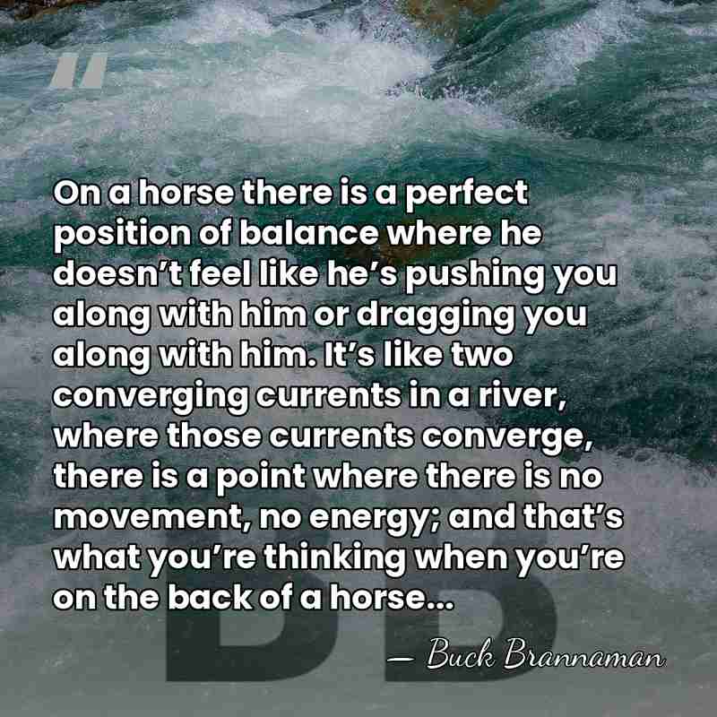 On a horse there is a perfect position of balance where he&hellip; - Buck Brannaman