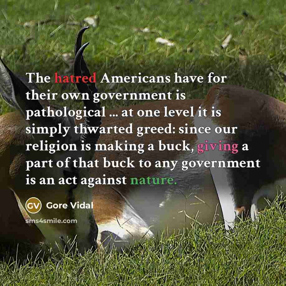 “The hatred Americans have for their own government is pathological…” quote by Gore Vidal